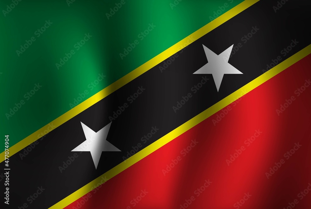 Saint Kitts and Nevis Flag Background Waving 3D. National Independence Day Banner Wallpaper Saint Kitts and Nevis Flag Background Waving 3D. National Independence Day Banner Wallpaper