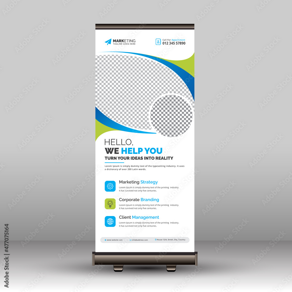 Modern Blue Green Creative Corporate Business Roll Up Banner Signage ...