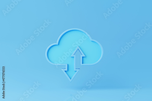 Cloud computing concept. Technology data center on cloud service. 3d rendering illustration