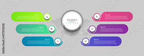 Gradient infographic  business abstract background  template colorful with 6 step