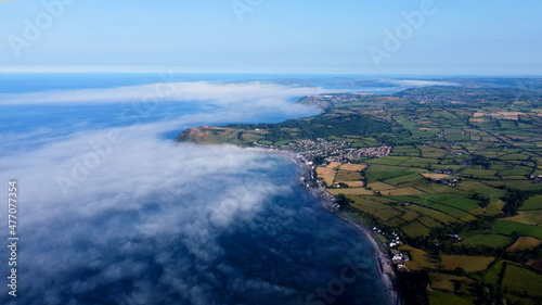 Aerial photo of Beautiful Scenery of Rocks Mountains and Sea at the North Coast of Ireland