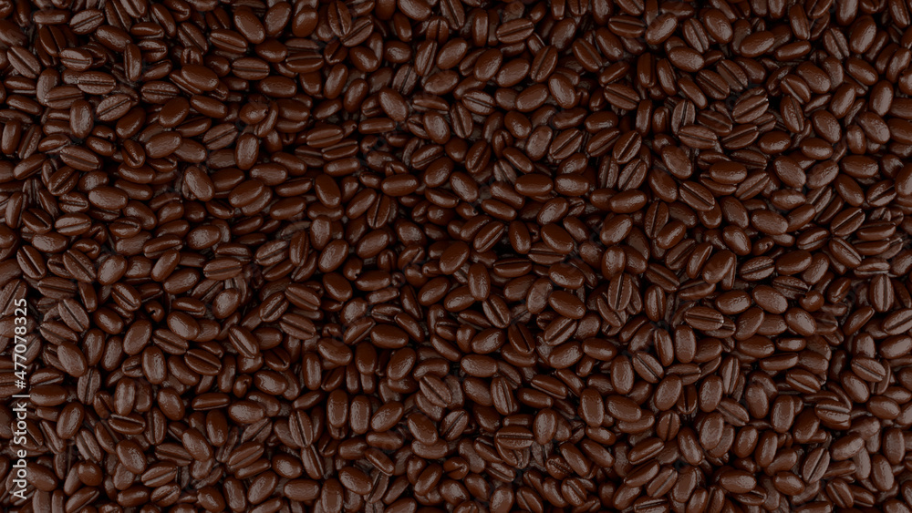 Dark brown roasted coffee bean for black aroma fresh coffee top view 3D rendering Dark brown roasted coffee bean for black aroma fresh coffee top view 3D rendering