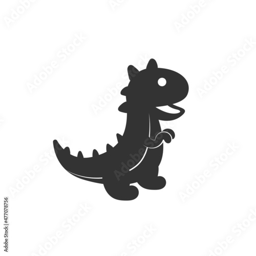Baby Dino Icon Silhouette Illustration. Children Toys Vector Graphic Pictogram Symbol Clip Art. Doodle Sketch Black Sign.