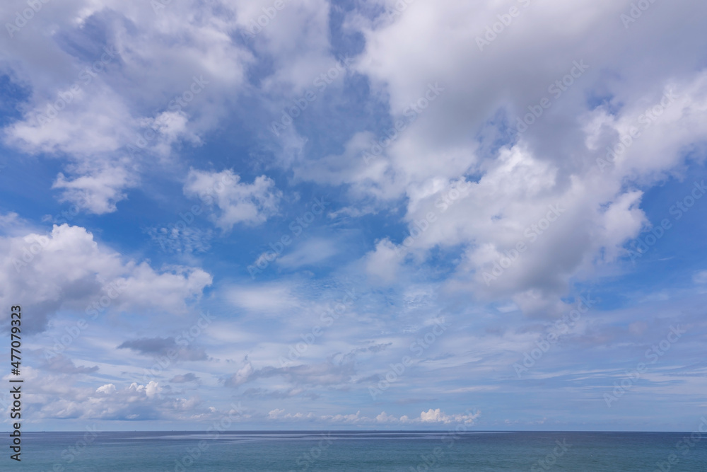 Summer sea background Blue sky white clouds over sea in Phuket Thailand