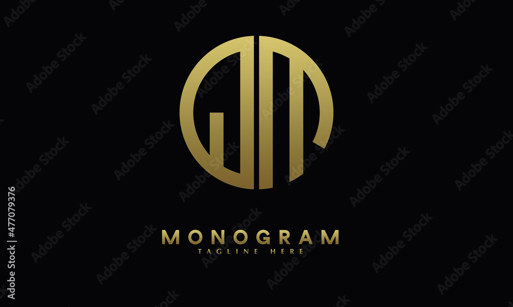 Alphabet QM or MQ illustration monogram vector logo template in round shape