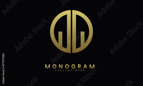 Alphabet QQ or QQ illustration monogram vector logo template in round shape