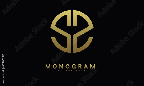 Alphabet SZ or ZS illustration monogram vector logo template in round shape