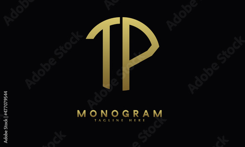 Alphabet TP or PT illustration monogram vector logo template in round shape
