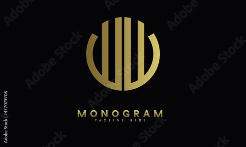 Alphabet WW or WW illustration monogram vector logo template in round shape
