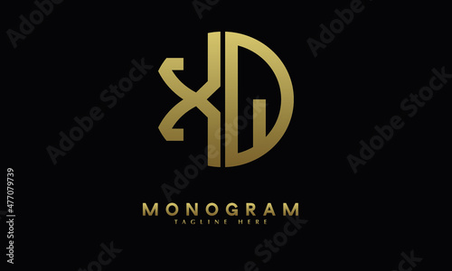 Alphabet XQ or QX illustration monogram vector logo template in round shape