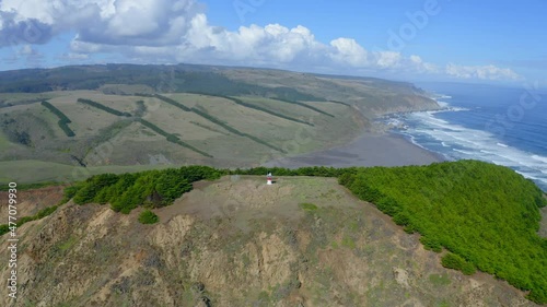 faro de topocalma beach, stone of the wind litueche puertecillo matanzas windsurfing spot surfing spot. CHile drone shot photo