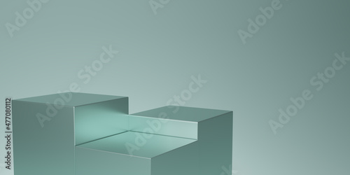 Abstract green and gradient light background with studio backdrops. 3D rendering green Blank display or clean room for showing product. Minimalist mockup for podium display or showcase. 3D render. © vensto