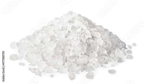 Konstfotografi heap of sea salt crystals isolated on white
