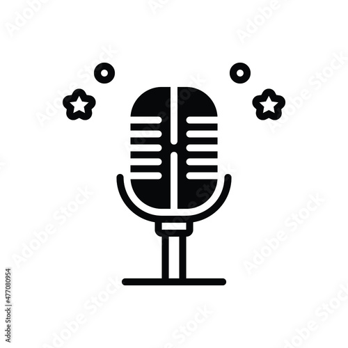Black solid icon for mic podcast