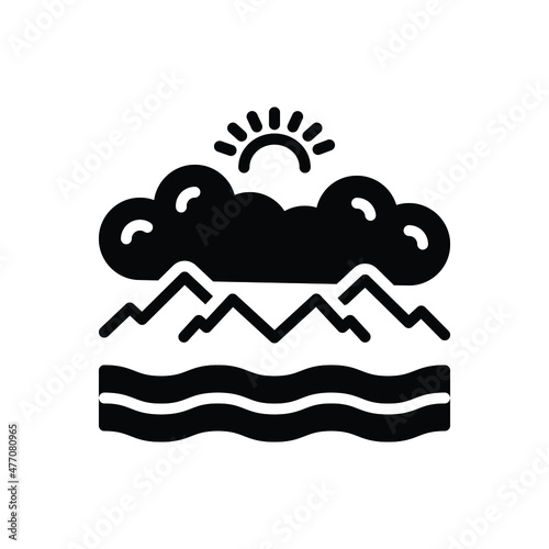 Black solid icon for cloudy