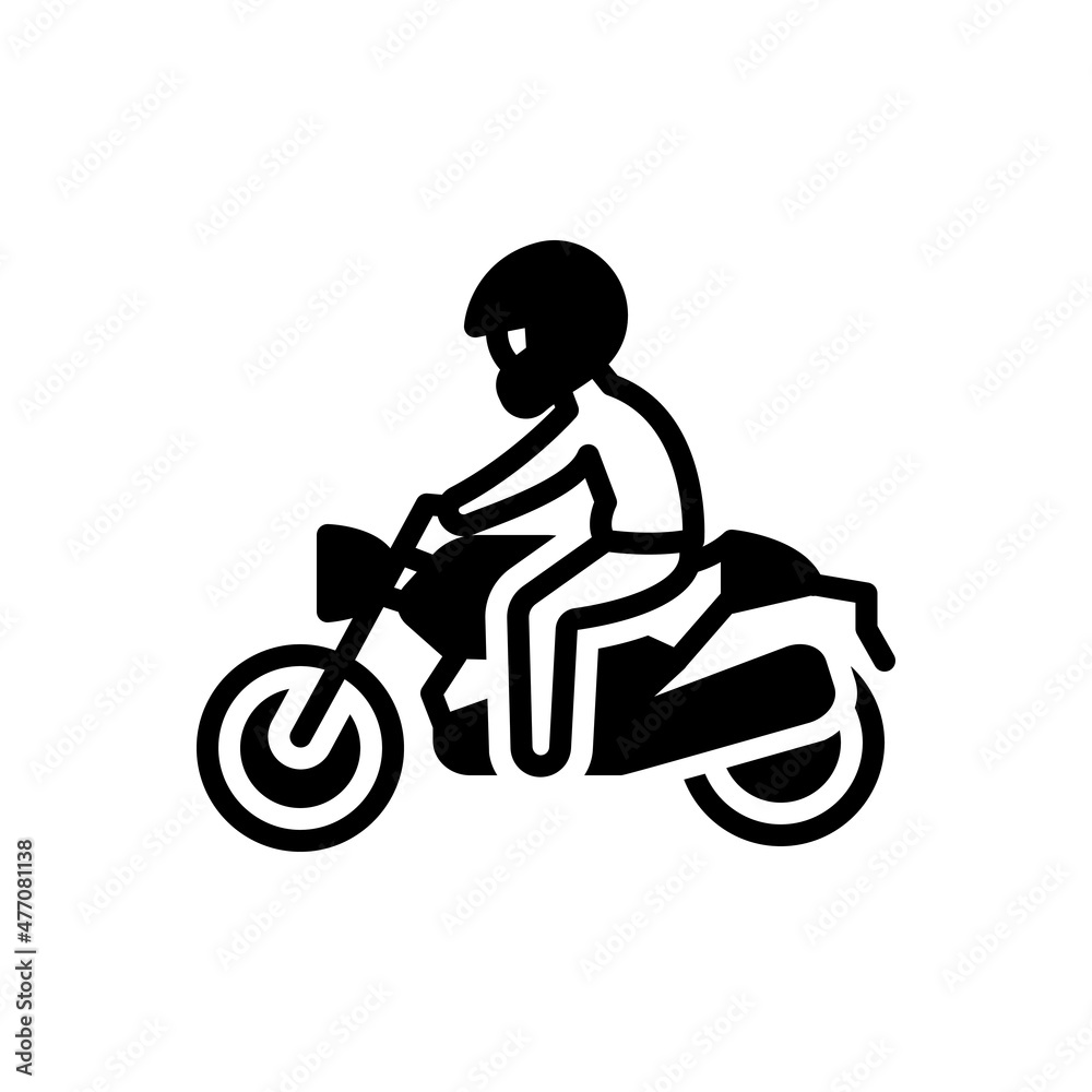 Black solid icon for riding