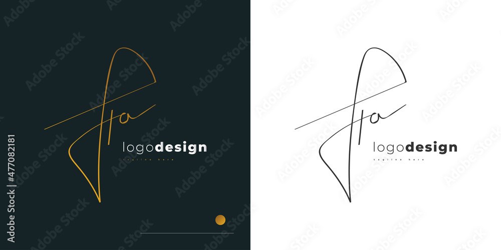 Elegant and Minimal Initial Letter H and A Logo Design with Handwriting Style. HA Signature Logo or Symbol for Business Identity