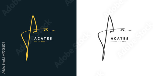 Elegant and Minimal Initial AA Logo Design with Handwriting Style. AA Signature Logo or Symbol for Business Identity