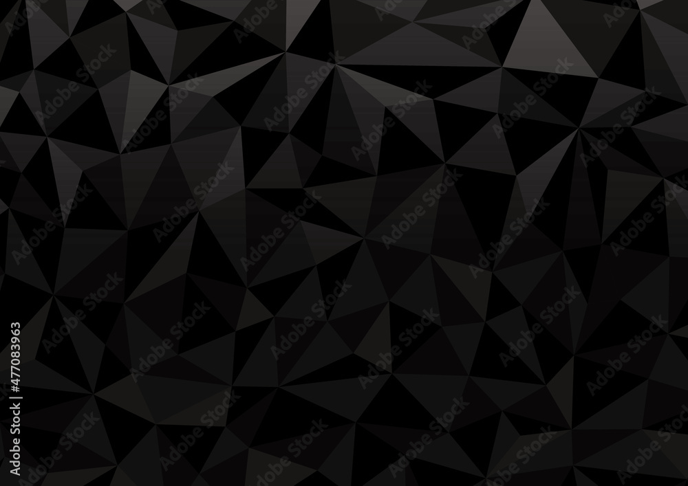 黒グラデーションのポリゴン背景　幾何学模様　Geometric pattern cool black - obrazy, fototapety, plakaty 