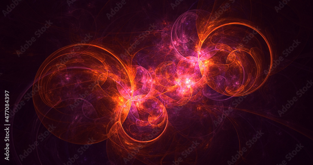 3D rendering abstract multicolor fractal light background