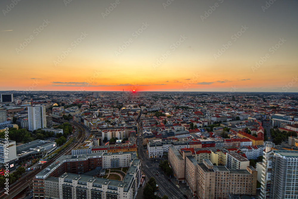 An aerial panoramic view of the Berlin city.