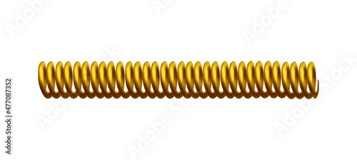 Metal spiral wire spring part, 3D realistic vector illustration isolated.