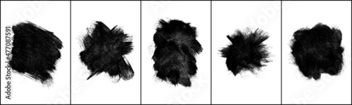 Set of ink black abstract paint stroke isolated on white background. Paint droplets. Digitally generated image. Vector design elements, illustration, EPS 10.