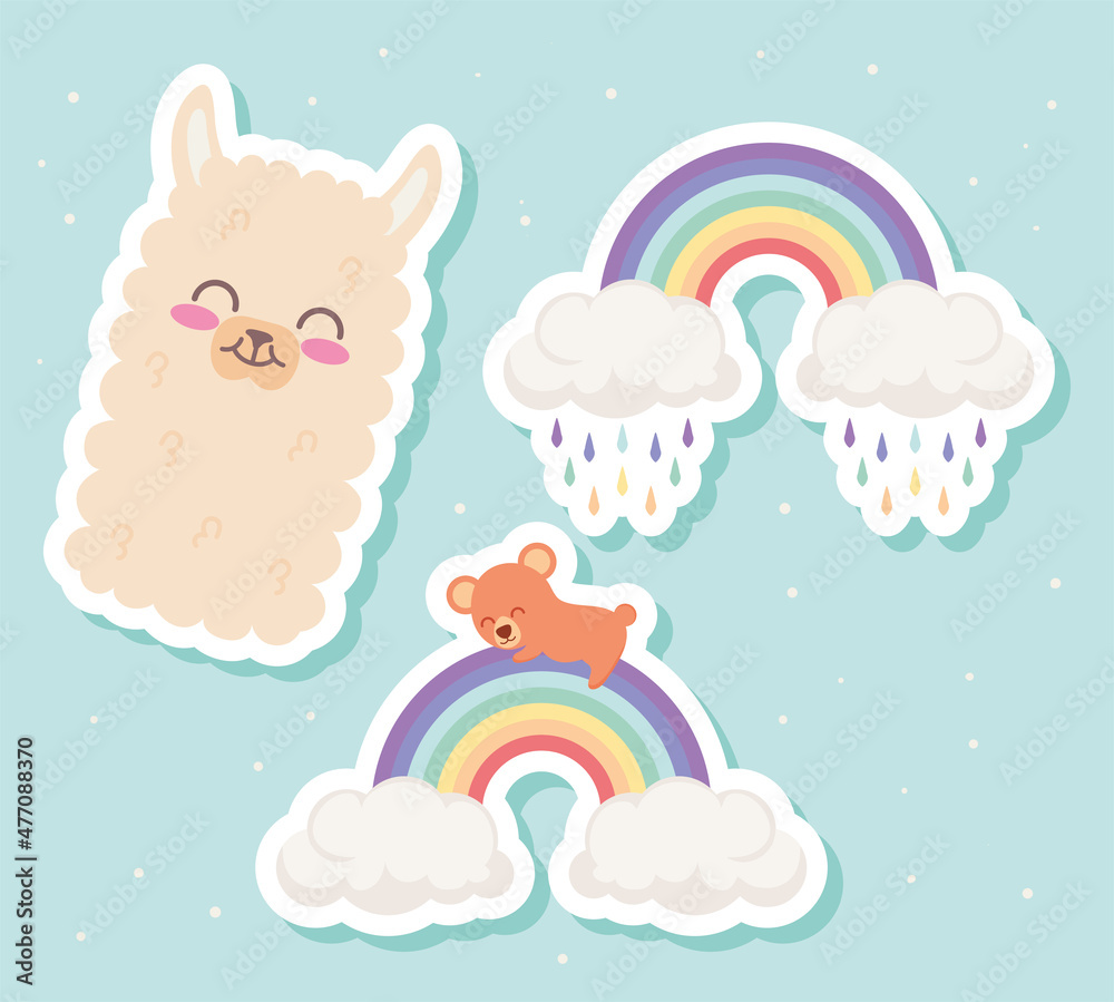 llama and rainbows set