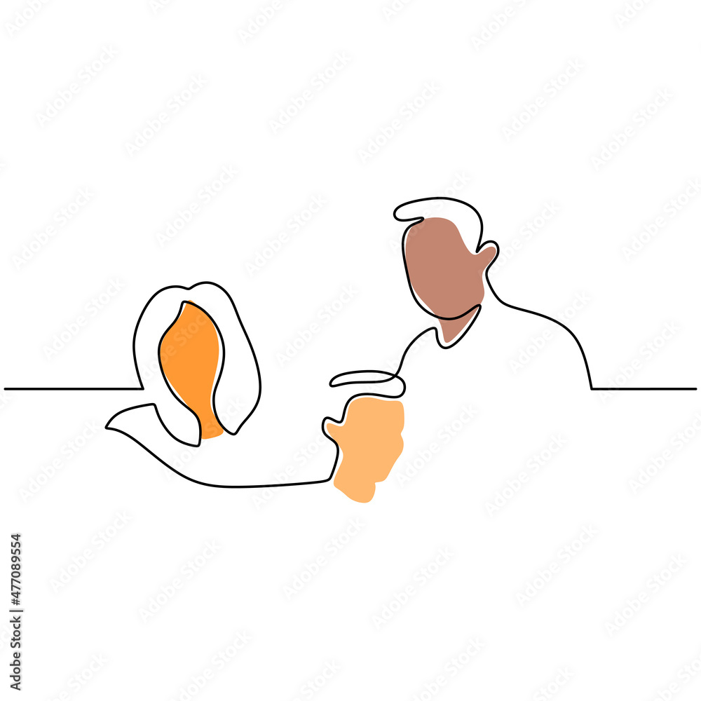 Continuous one single line of mother, father and their son isolated on white background. Continuous one single line of mother, father and their son isolated on white background.
