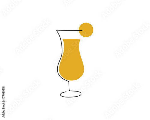 Continuous one single line of Hurricane Glass isolated on white background.