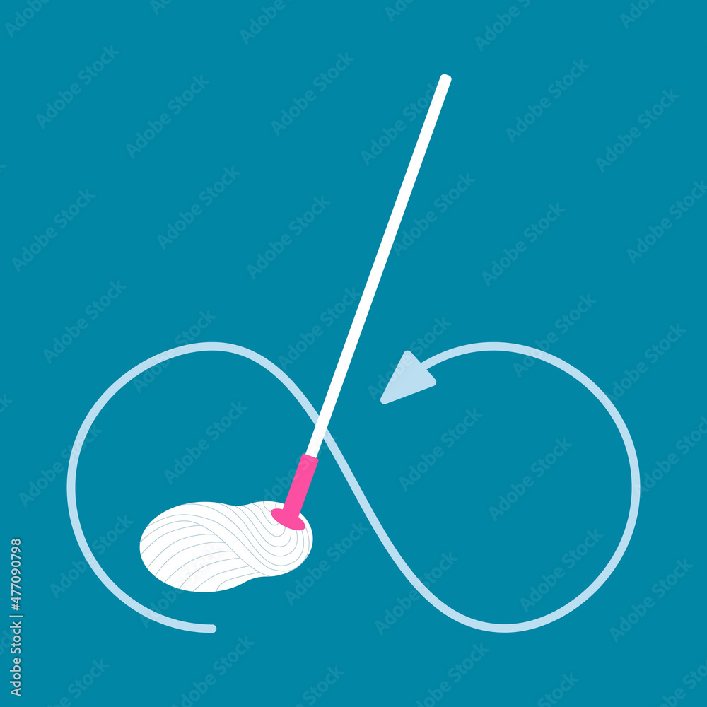 Mop is cleaning floor. Flat infographic manual for cleaning surface with microfiber mop. Right direction for disinfect floor. Mop is cleaning floor. Flat infographic manual for cleaning surface with microfiber mop. Right direction for disinfect floor.