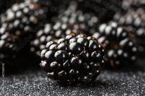 Close up ripe blackberry macro photography. Blackberries background.