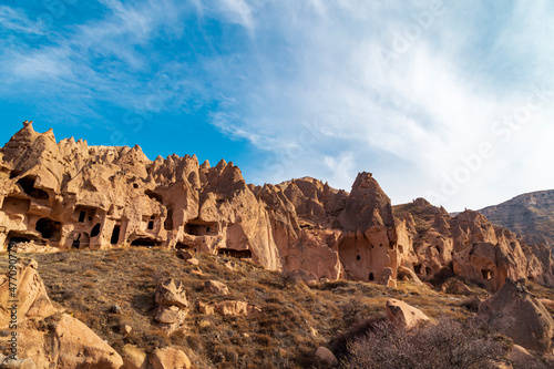 Panaromic view of the National Park of Zelve Valley  Nevsehir  Cappadocia  Turkey. Rock Formations in Zelve Valley.