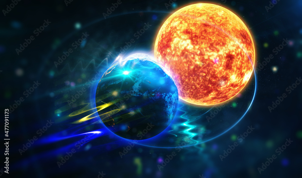 Fototapeta premium planet in space and sun