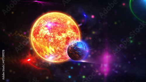planet with space and sun