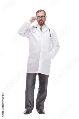 Mature male doctor. isolated on a white background. © ASDF