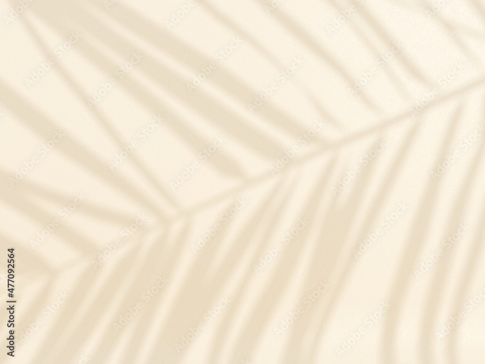 Tropical palm leaves on light pastel background. Unobtrusive botanical background with shadow on the wall - trend frame, cover, card, postcard, graphic design - 3D, render, illustration. Tropical palm leaves on light pastel background. Unobtrusive botanical background with shadow on the wall - trend frame, cover, card, postcard, graphic design - 3D, render, illustration.