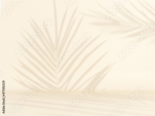 Tropical palm leaves on light pastel background. Unobtrusive botanical backgr...