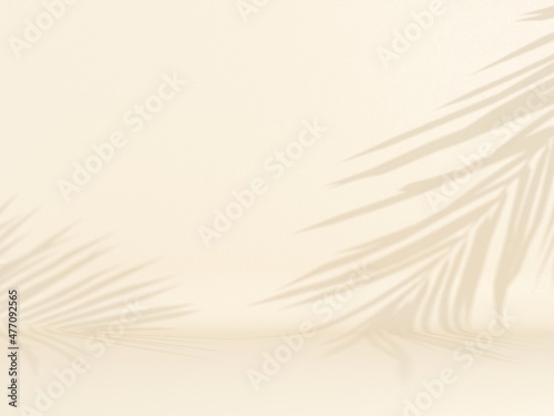 Tropical palm leaves on light pastel background. Unobtrusive botanical backgr...