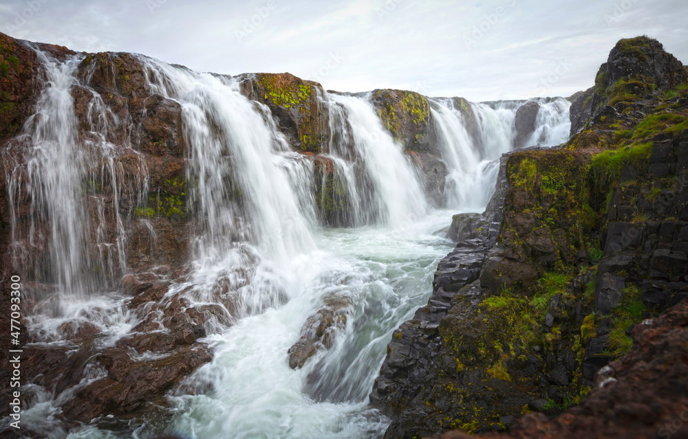 Kolugljufur canyon and waterfall at the north of Iceland Kolugljufur canyon and waterfall at the north of Iceland