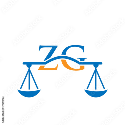 Law Firm Letter ZG Logo Design. Lawyer, Justice, Law Attorney, Legal, Lawyer Service, Law Office, Scale, Law firm, Attorney Corporate Business ZG Initial Letter Logo Template