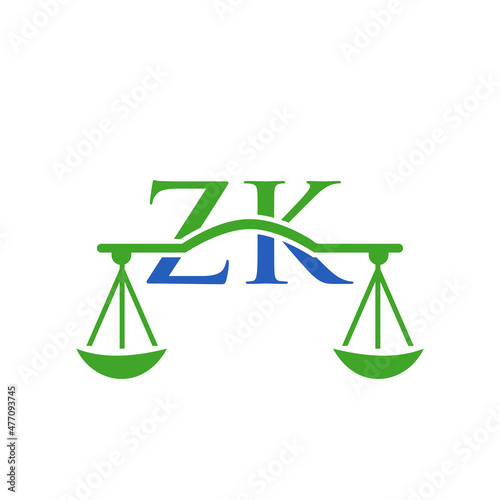 Law Firm Letter ZK Logo Design. Lawyer, Justice, Law Attorney, Legal, Lawyer Service, Law Office, Scale, Law firm, Attorney Corporate Business ZK Initial Letter Logo Template