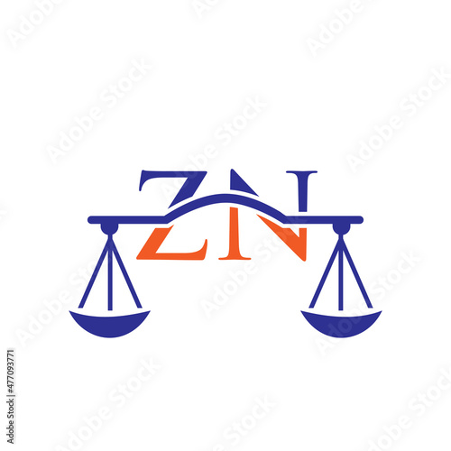 Law Firm Letter ZN Logo Design. Lawyer, Justice, Law Attorney, Legal, Lawyer Service, Law Office, Scale, Law firm, Attorney Corporate Business ZN Initial Letter Logo Template
