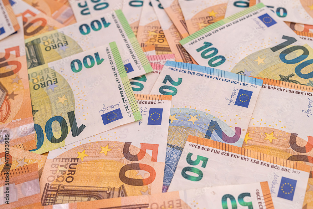 Colorful different euro banknotes as background Colorful different euro banknotes as background