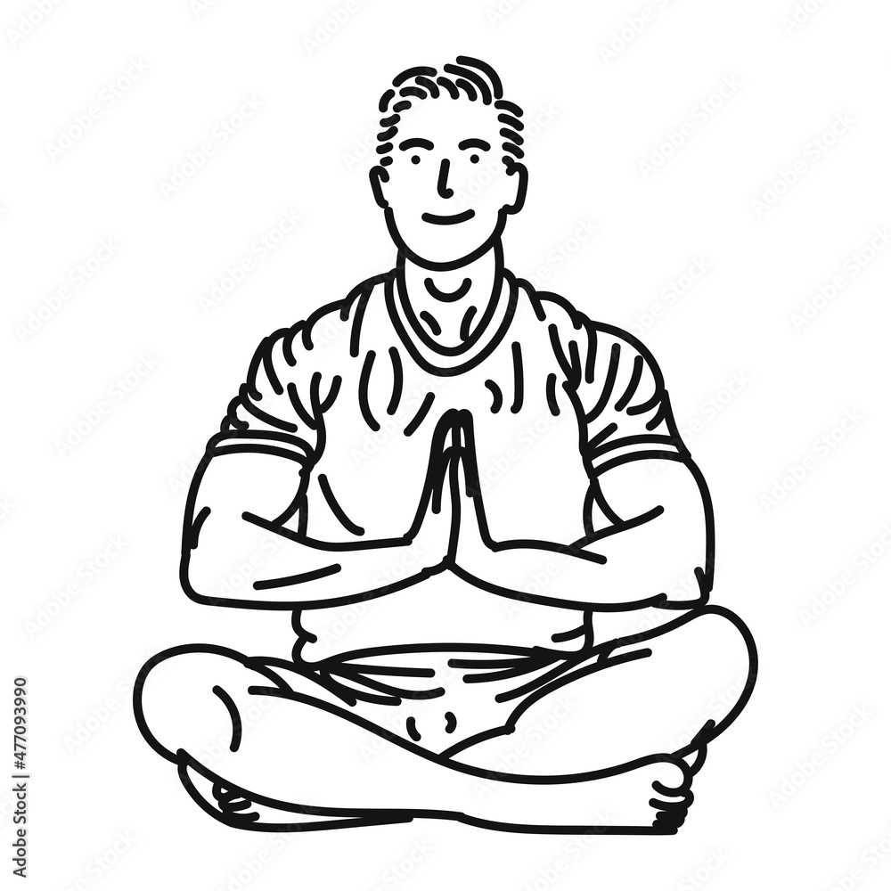 black line art of a woman posing in yoga style