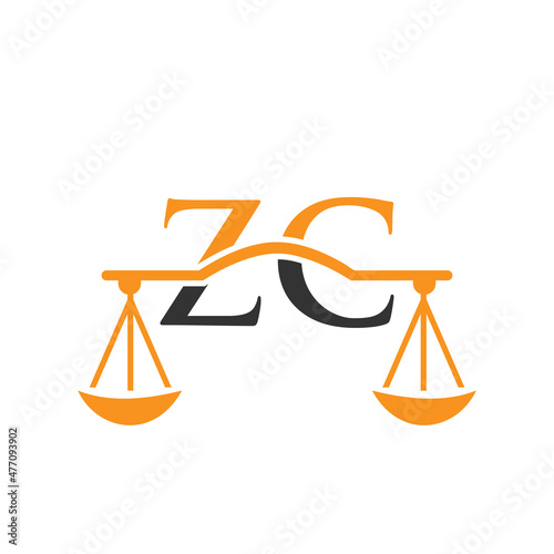 Law Firm Letter ZC Logo Design. Lawyer, Justice, Law Attorney, Legal, Lawyer Service, Law Office, Scale, Law firm, Attorney Corporate Business ZC Initial Letter Logo Template