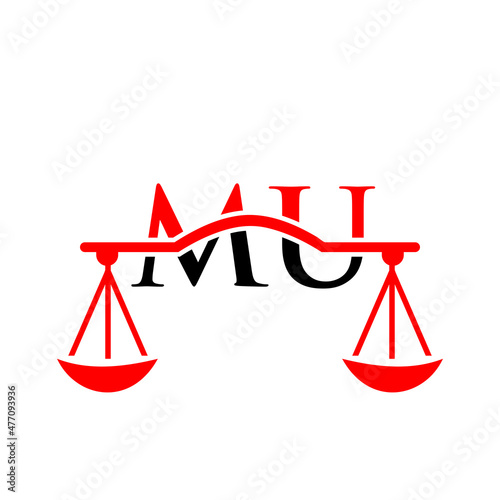 Law Firm Letter MU Logo Design. Lawyer, Justice, Law Attorney, Legal, Lawyer Service, Law Office, Scale, Law firm, Attorney Corporate Business MU Initial Letter Logo Template