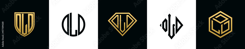 Initial letters DLD logo designs Bundle - obrazy, fototapety, plakaty 