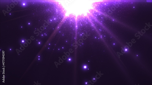 レンズフレアとキラキラしたパーティクル 宇宙 光 閃光 星