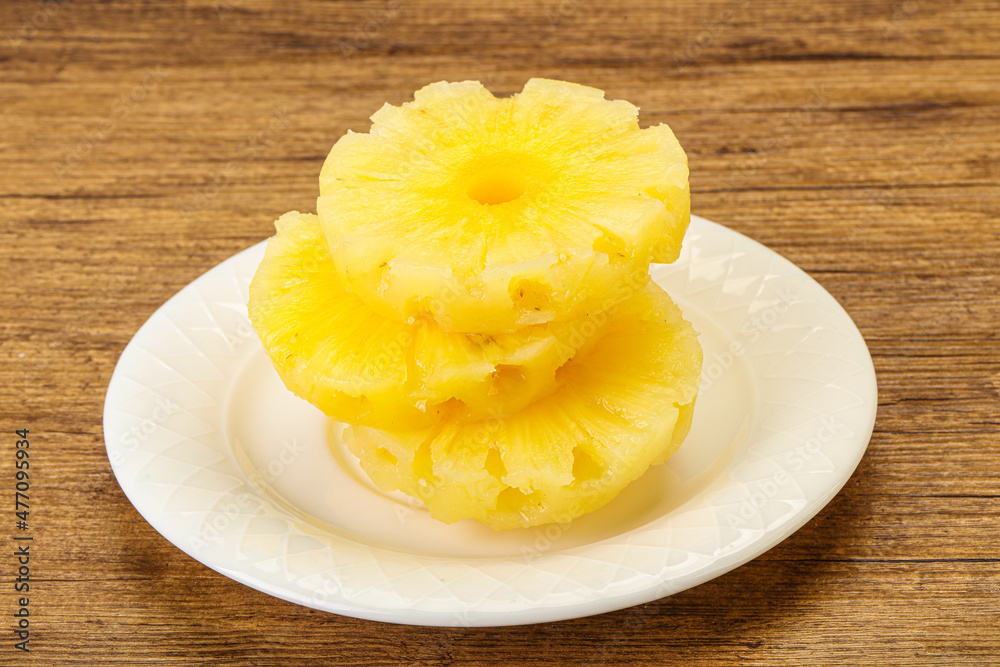 Sweet pineapple rings in the bowl Sweet pineapple rings in the bowl